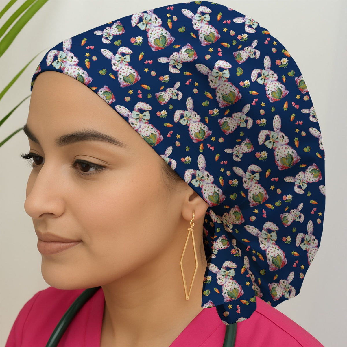 Pastel Bunny Easter Scrub Cap