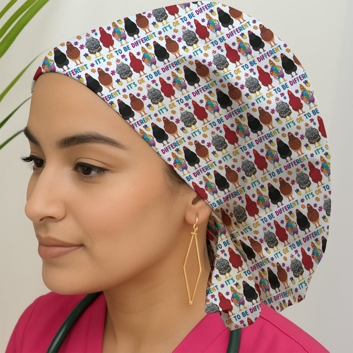 Autism Chicken It's OK To Be Different Scrub Cap