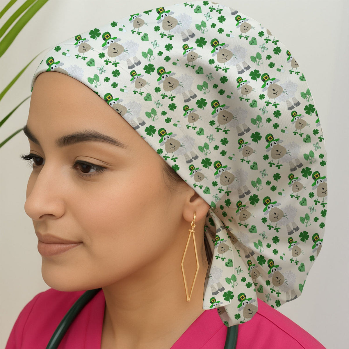 Sheep Shamrock Nurse Scrub Cap - St Patricks Day Gift