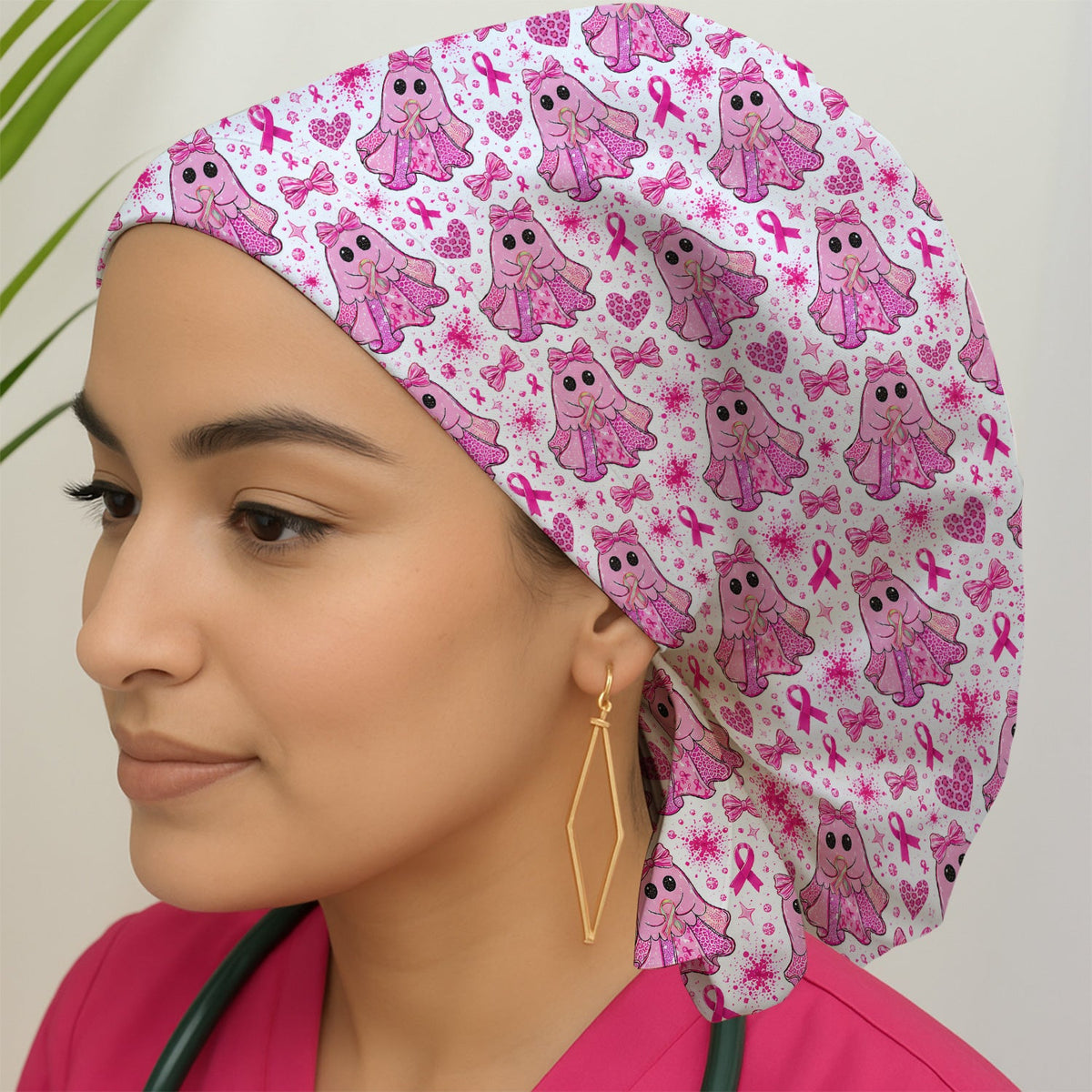 Breast Cancer Ribbon Ghost Princess Scrub Cap