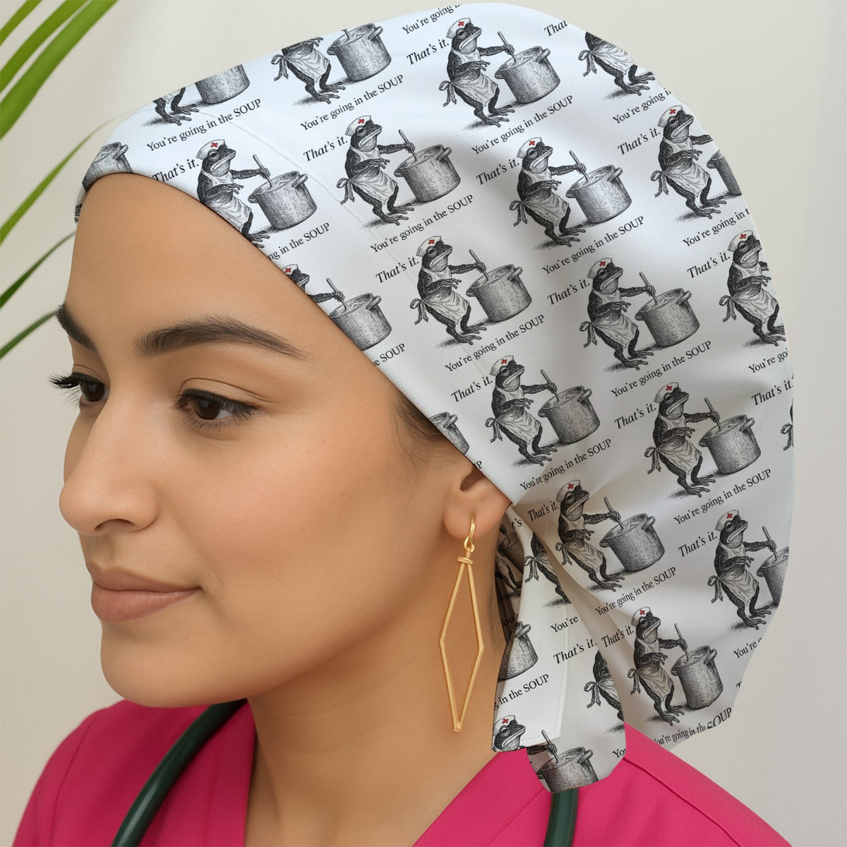 Frog Cooking Soup Vintage Scrub Cap
