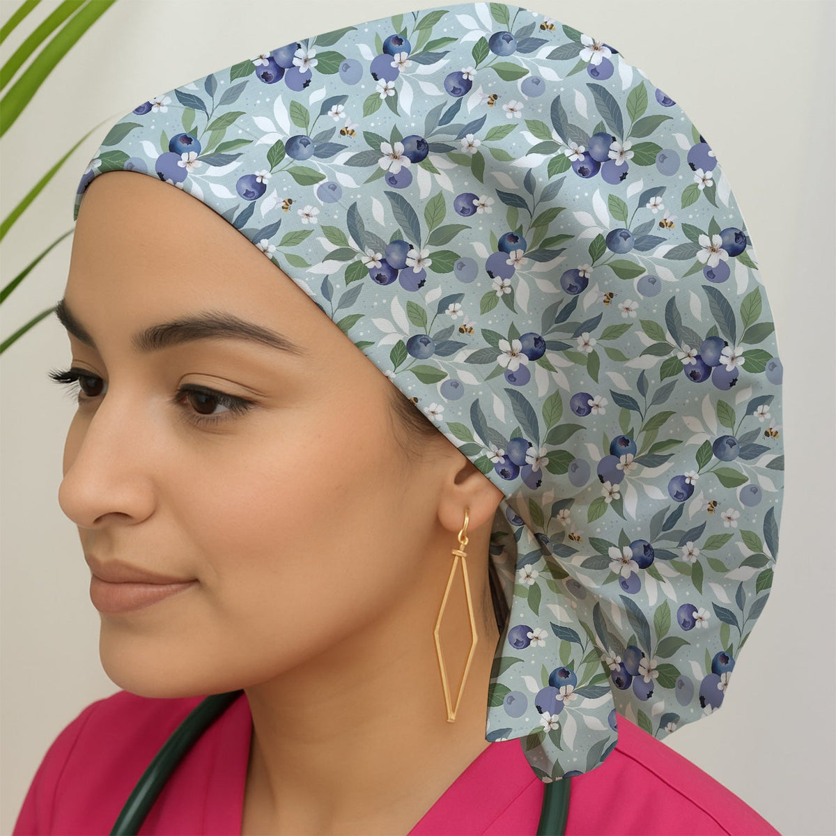 Fresh Blueberry Blossom Garden Scrub Cap
