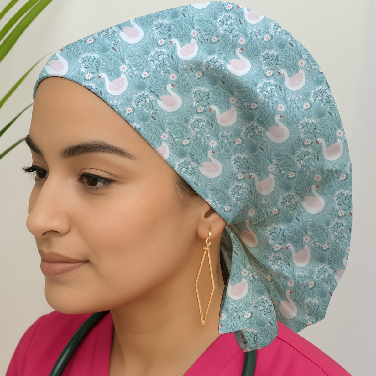 Sweet Swan Waterlily Garden Scrub Cap