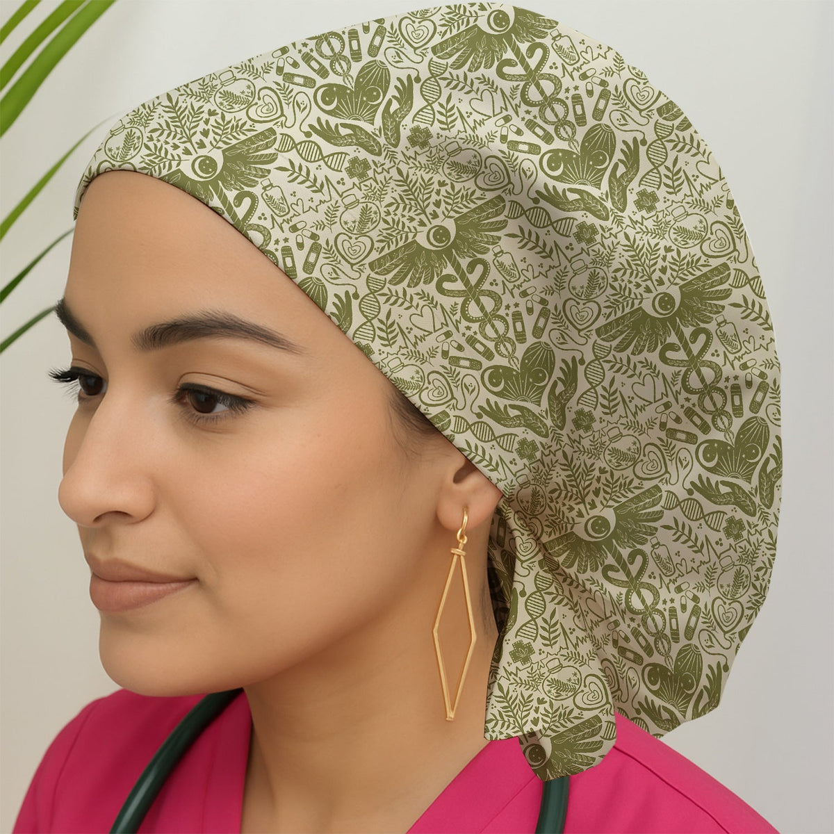 Botanical Caduceus Heart Scrub Cap