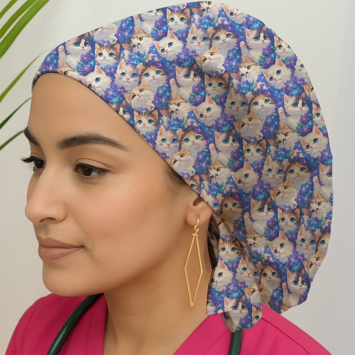 Cute Blue Eyed Kitten Scrub Cap