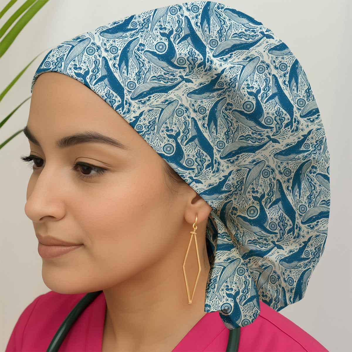 Blue Whale Ocean Scrub Cap