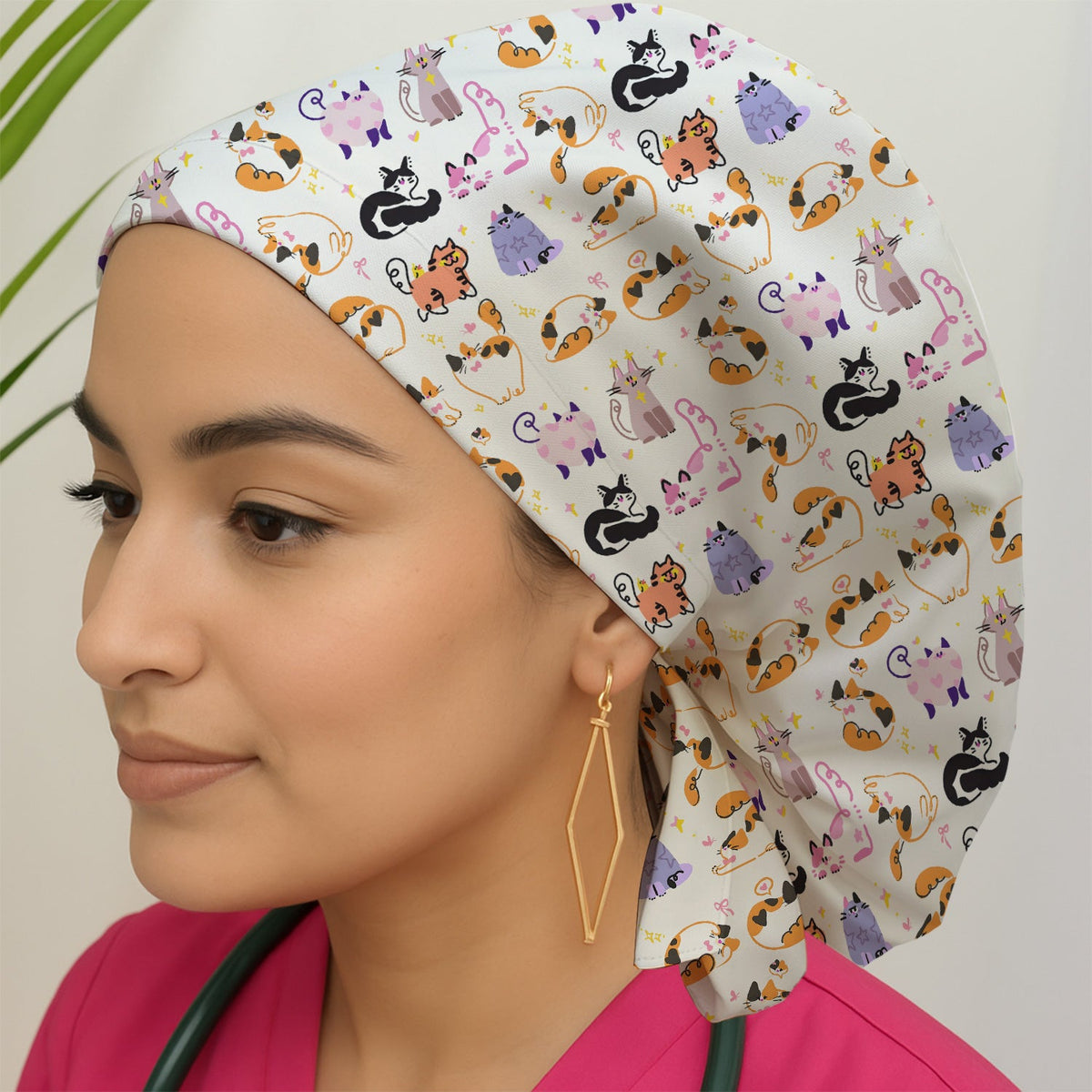 Cute Cats Pattern Scrub Cap
