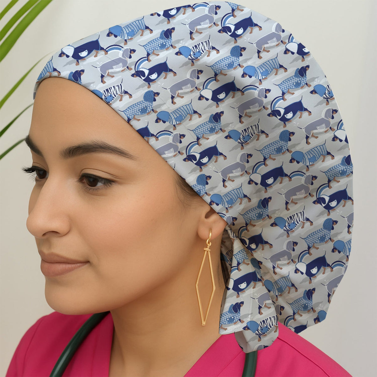 Dachshund Raincoat Parade Scrub Cap