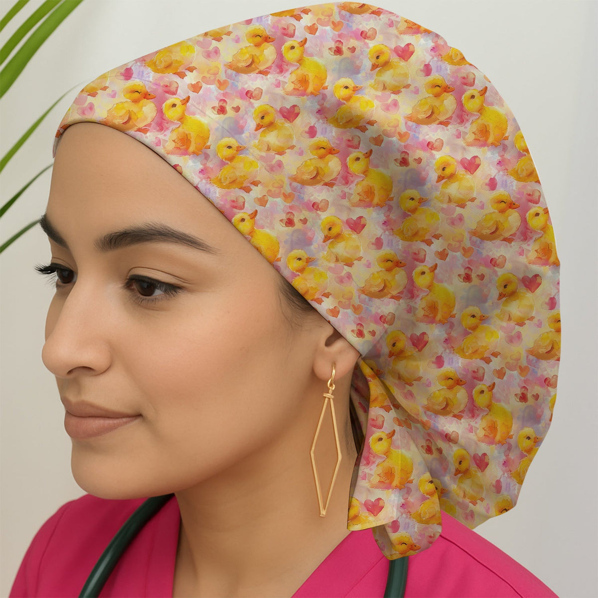 Duck Heart Watercolor Scrub Cap