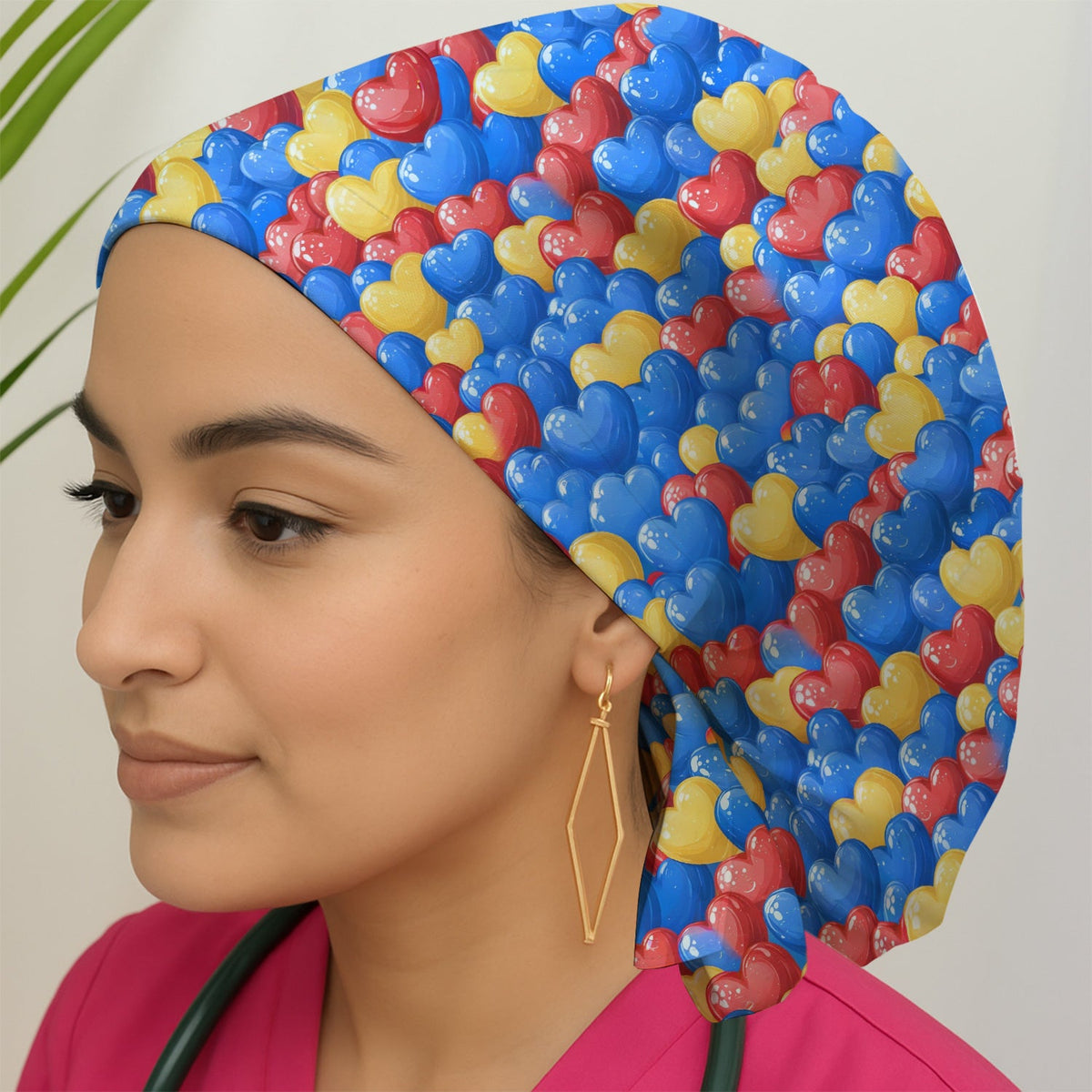 Colorful Autism Heart Scrub Cap