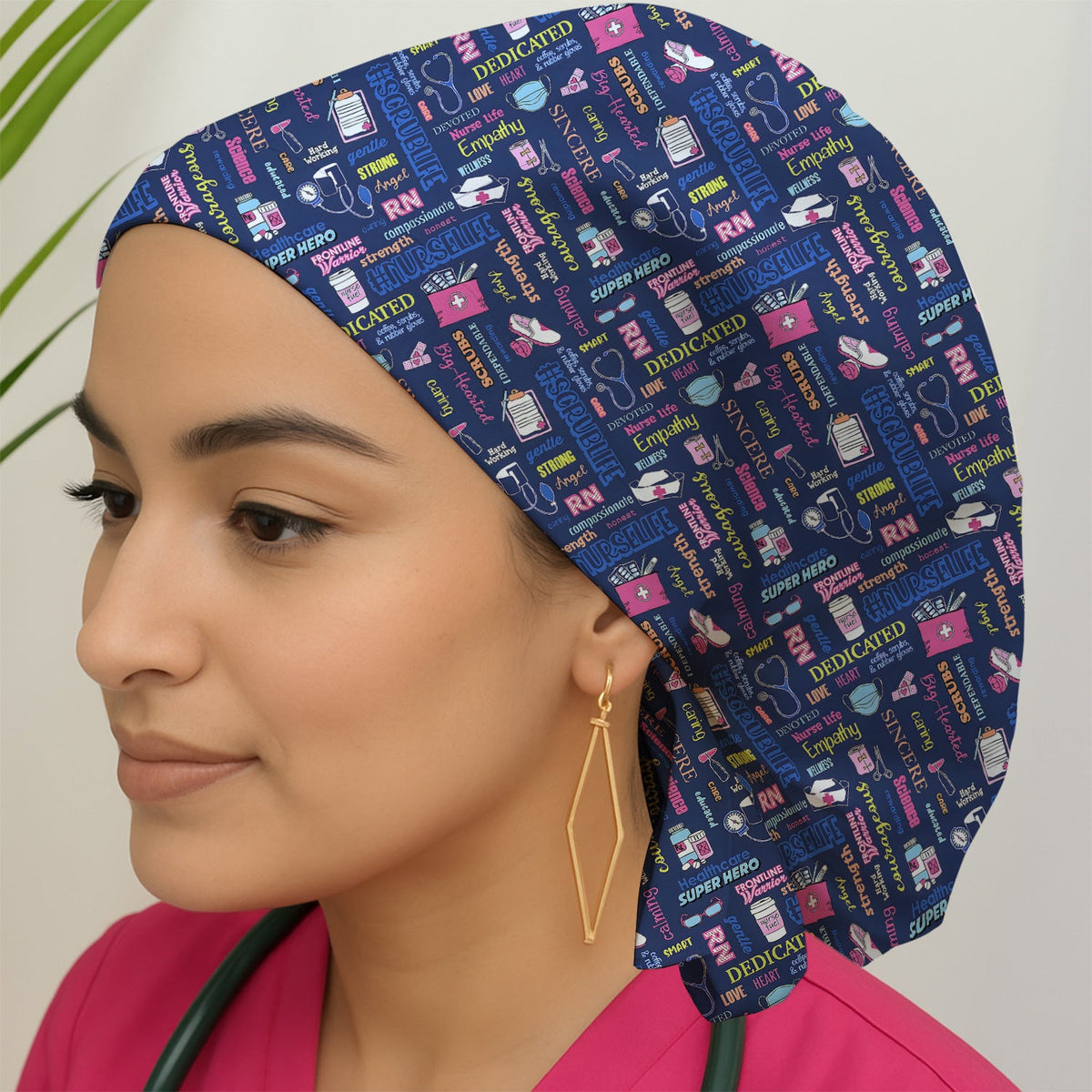 Colorful Nurse Life Typography Scrub Cap