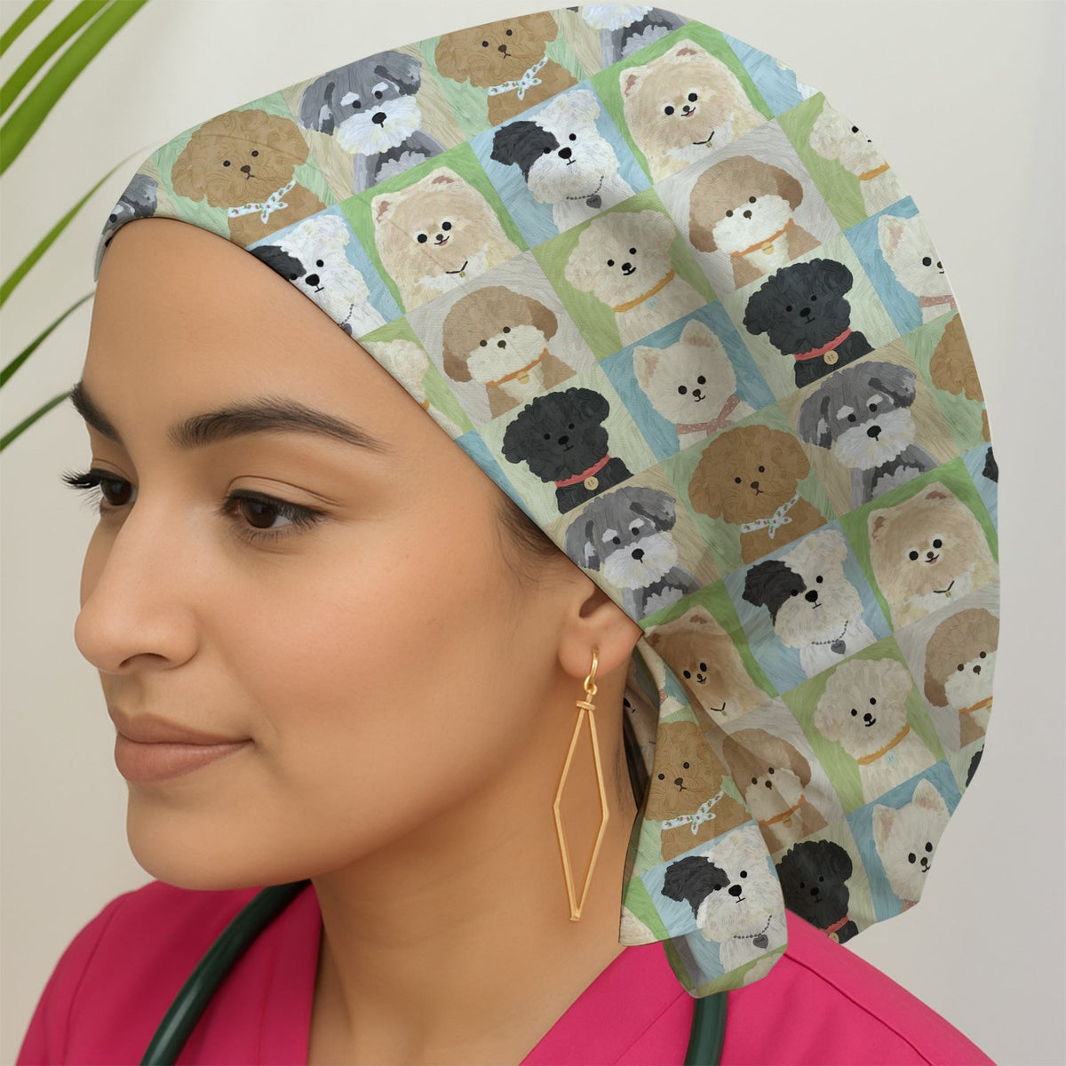 Adorable Different Dog Breeds Scrub Cap