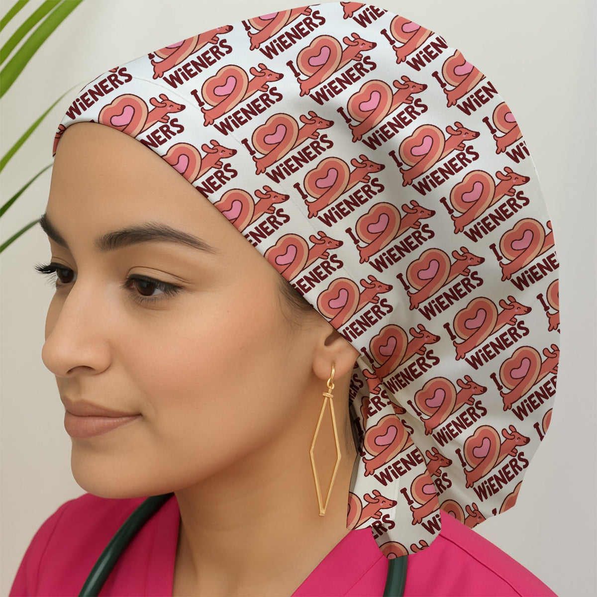 I Love Wieners Dachshund Scrub Cap For Nurse