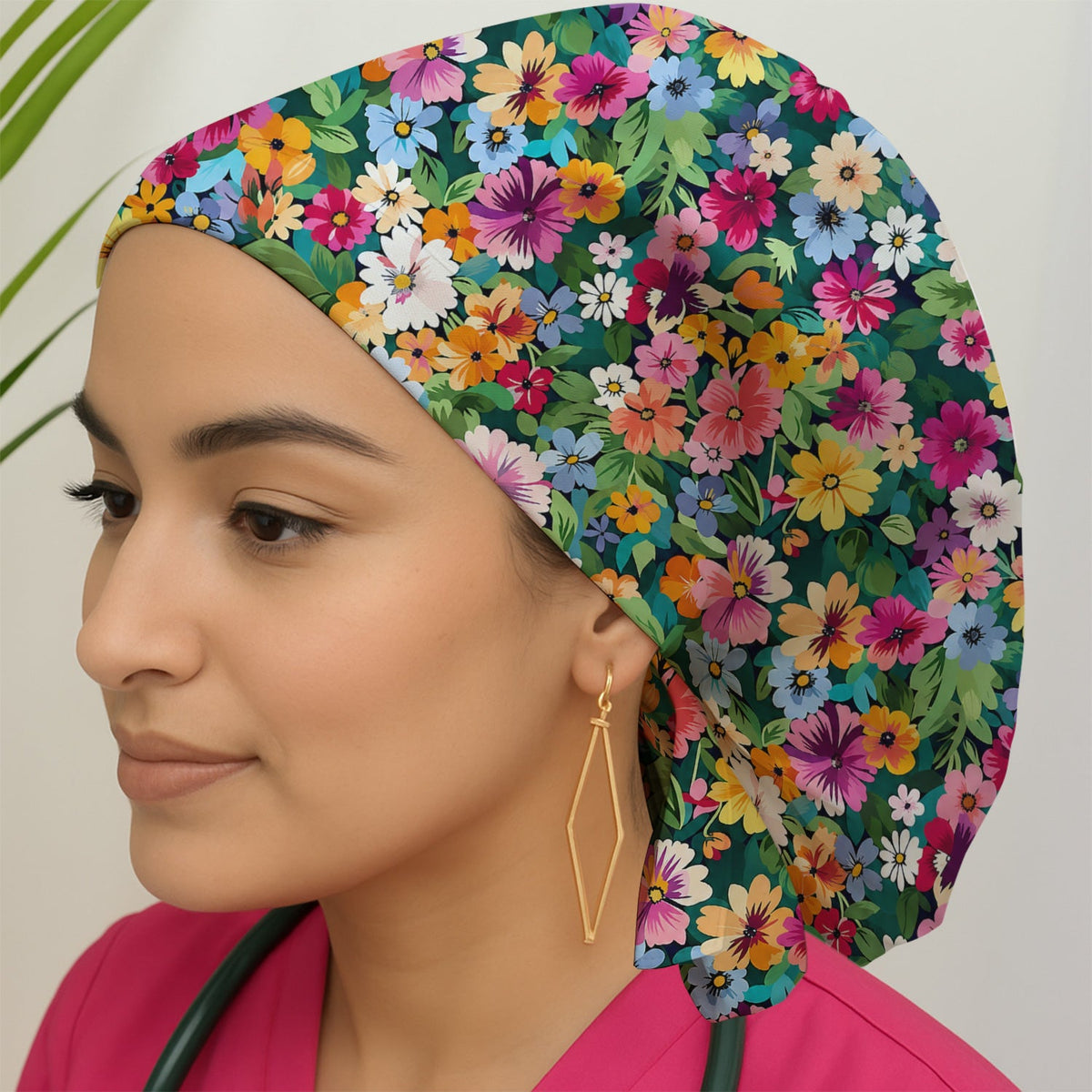 Colorful Wildflower Garden Scrub Cap