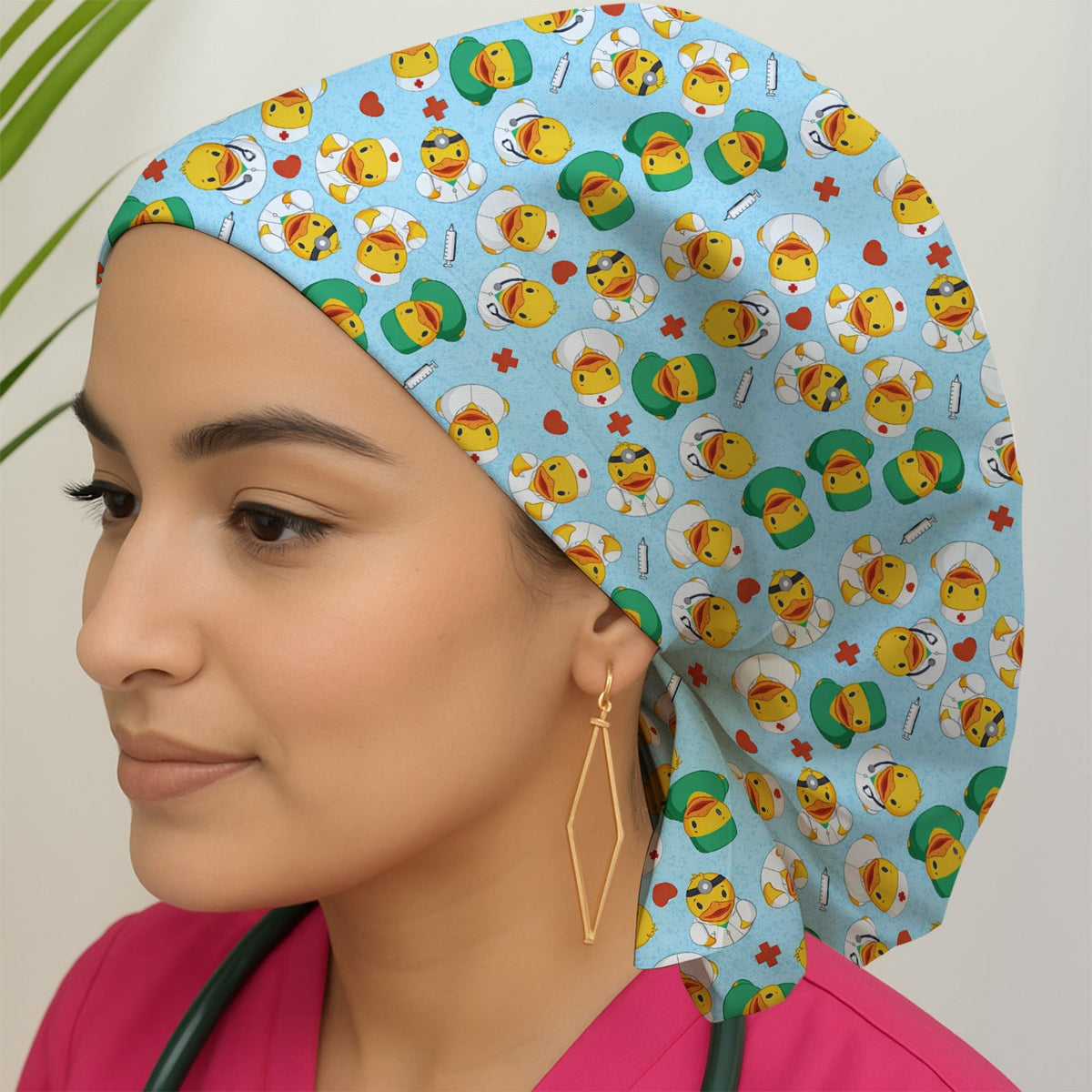 Duck Doctor Cartoon Scrub Cap