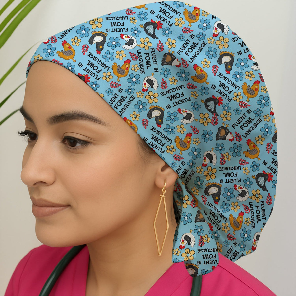 Fluent In Fowl Language Scrub Cap