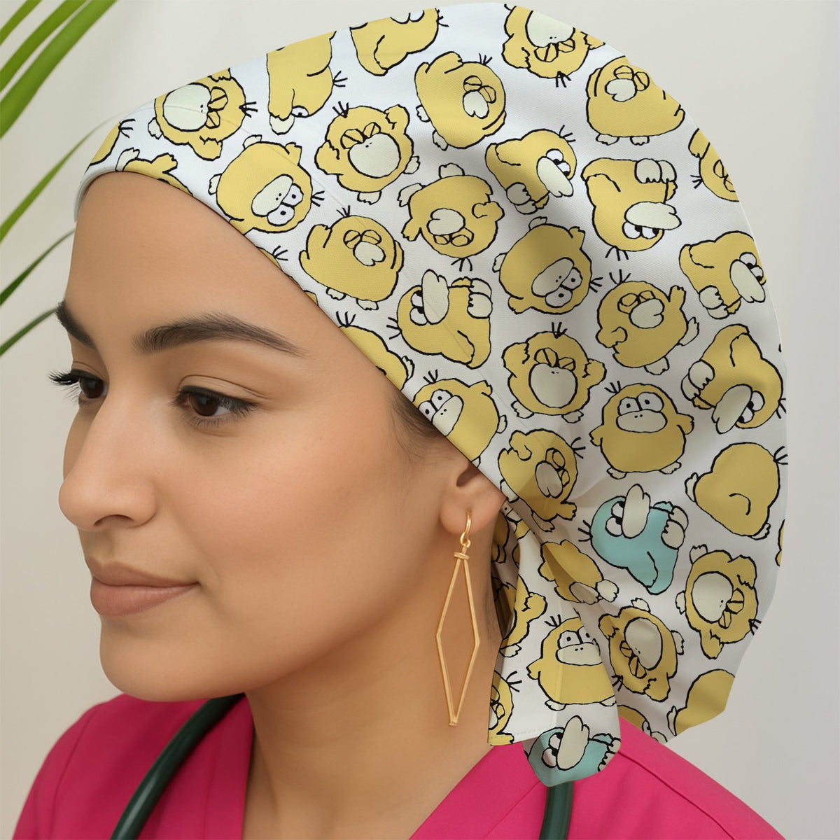 Yellow Cartoon Duck Scrub Cap