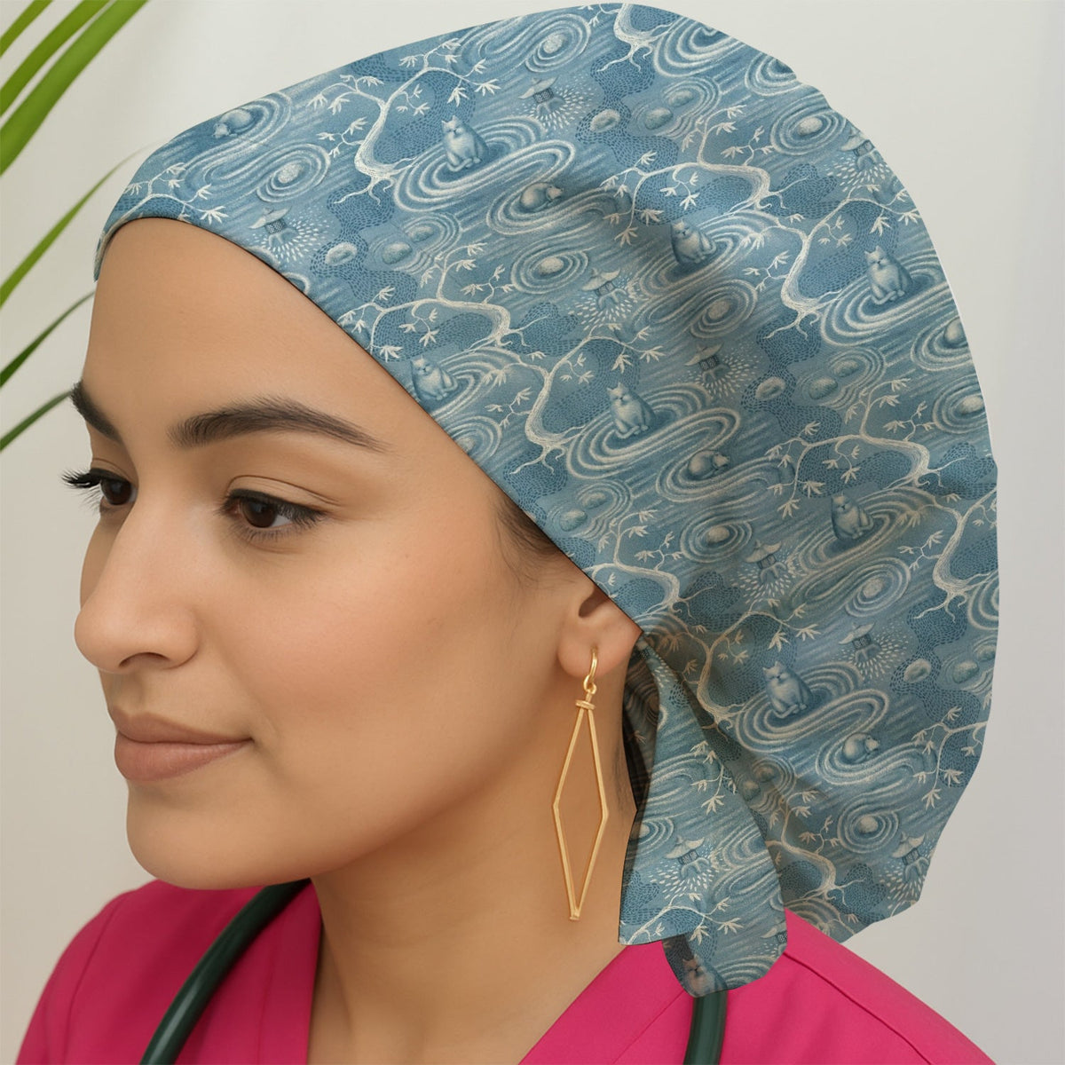 Zen Cat Water Garden Scrub Cap