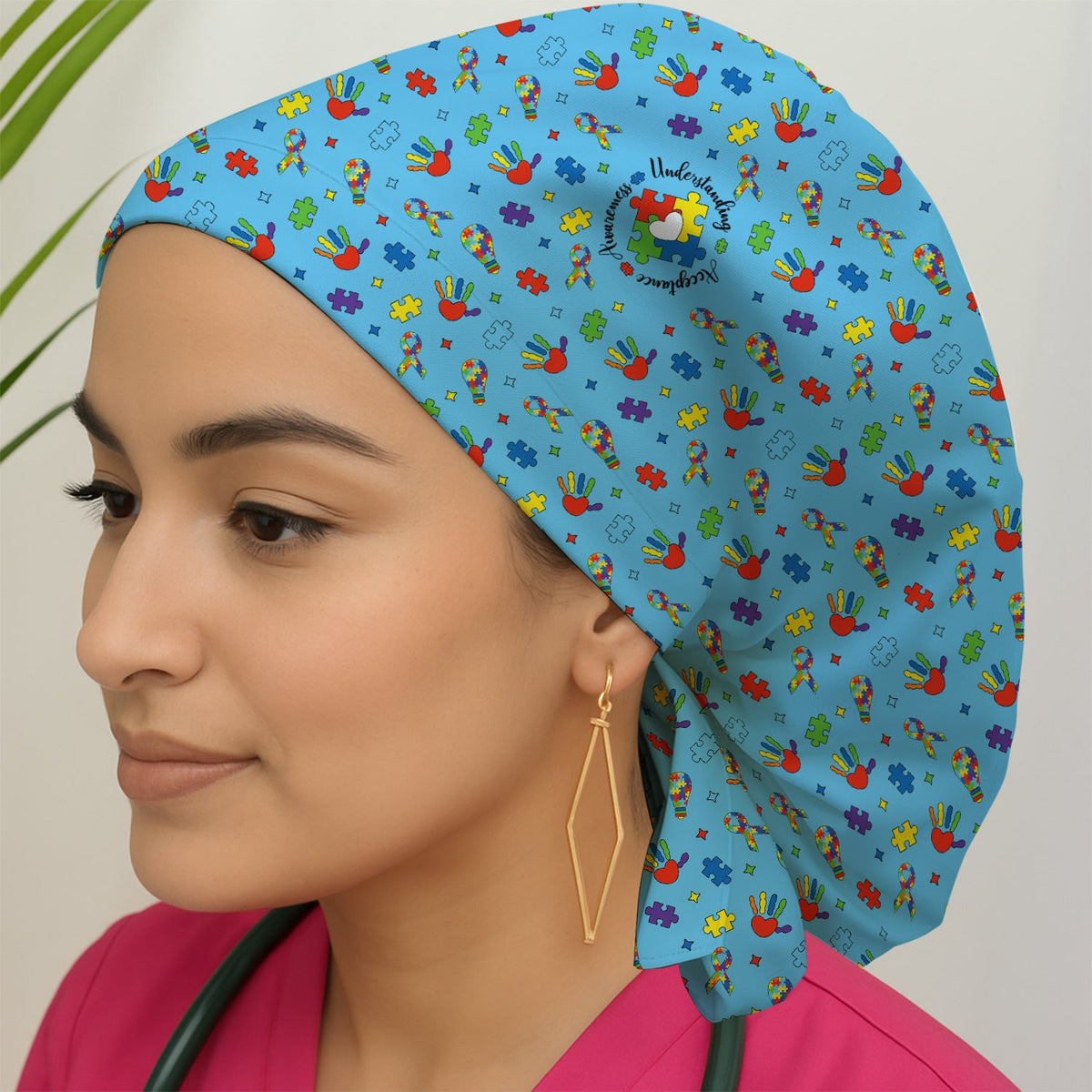 Autism Awareness Colorful Puzzle Scrub Cap
