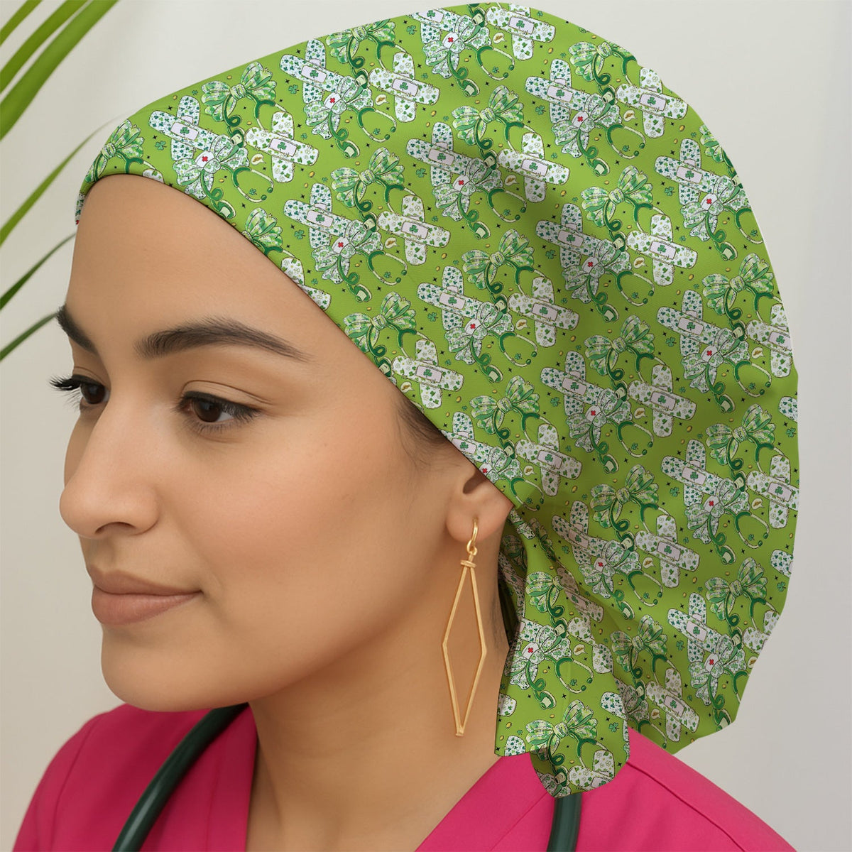 St Patrick Shamrock Stethoscope Scrub Cap