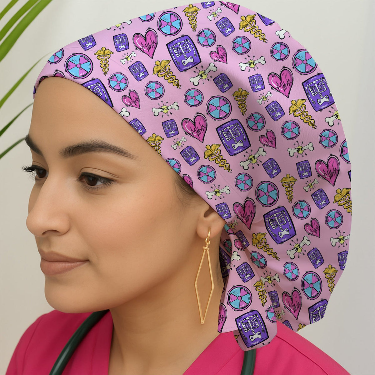 Sassy Heart Bone Caduceus Scrub Cap