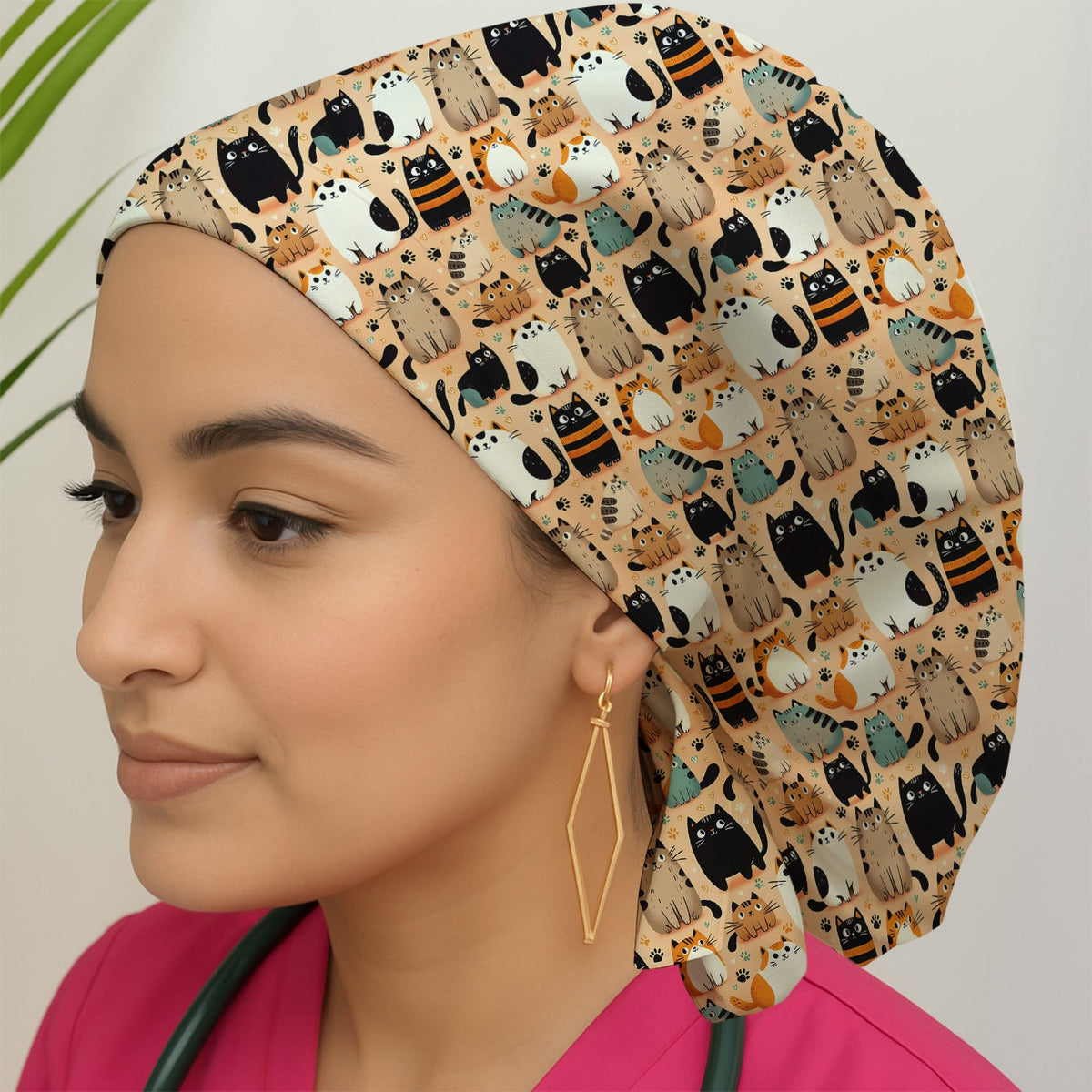 Cat Parade Doodle Scrub Cap