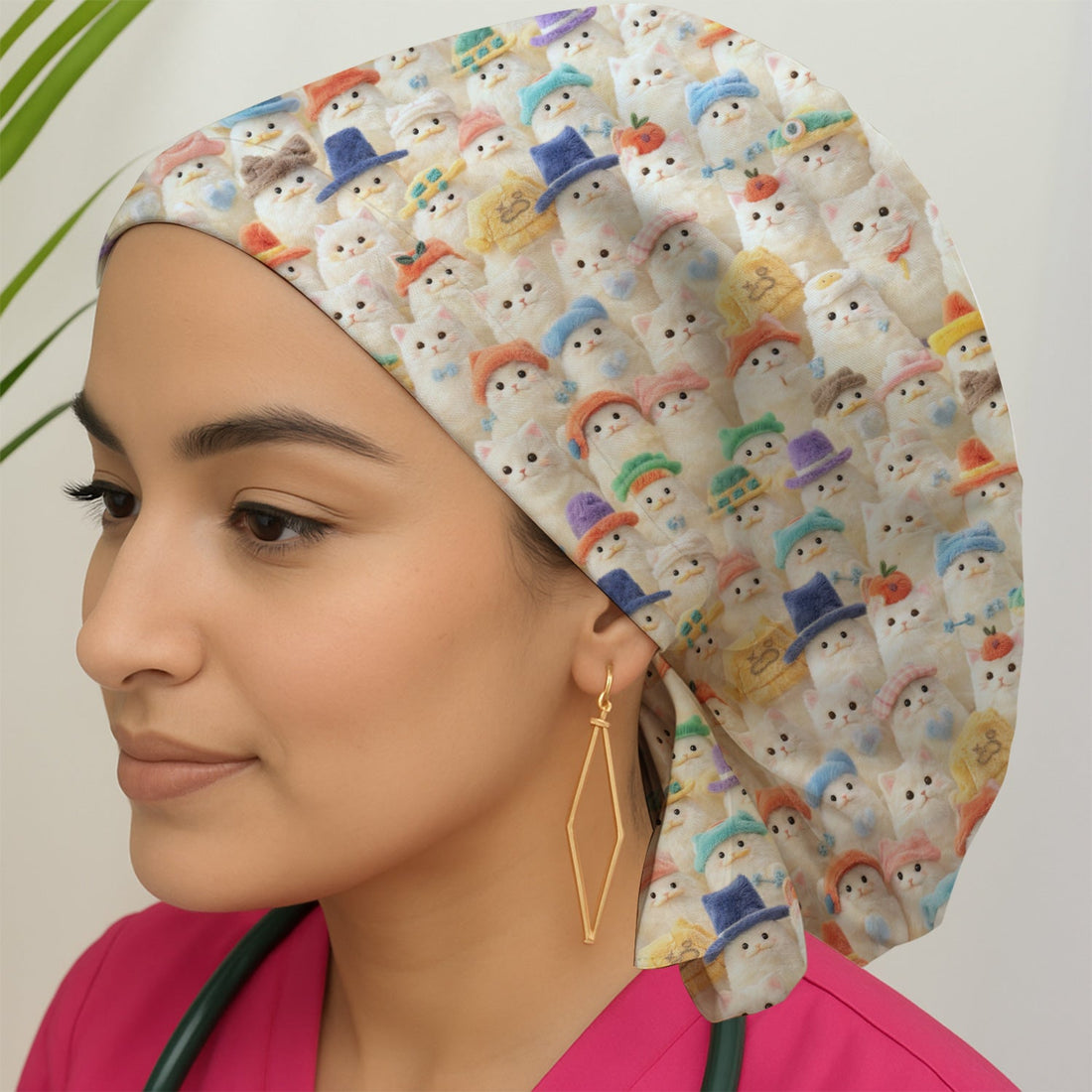 Adorable Cats Wearing Colorful Hats Scrub Cap