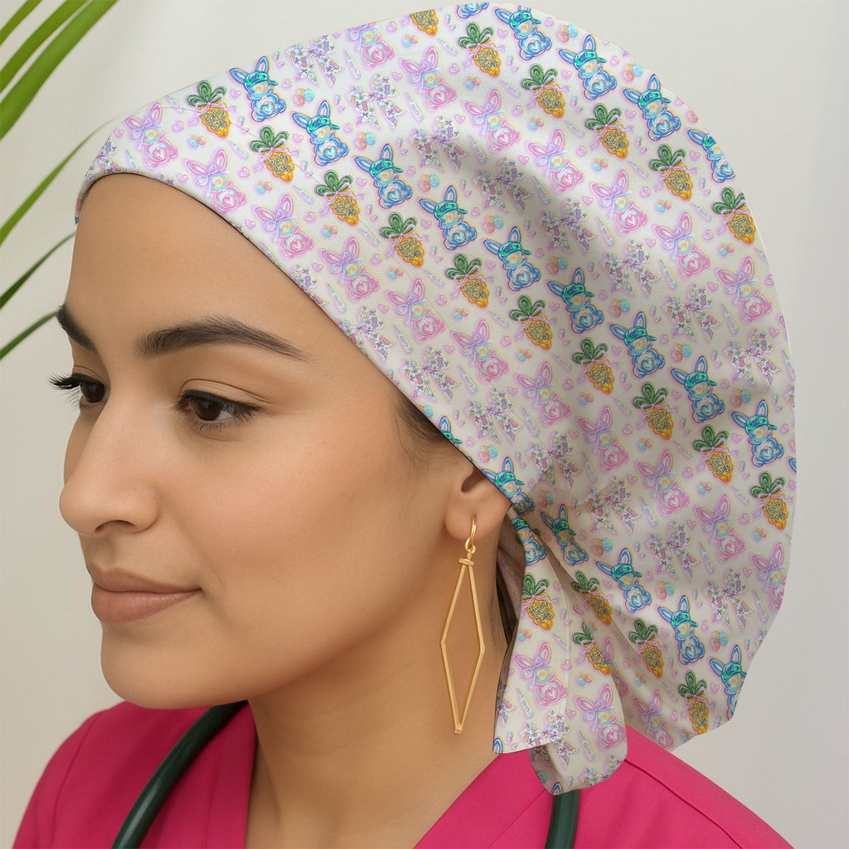 Bunny Carrot Bow Scrub Cap - Easter Gift For Nurse