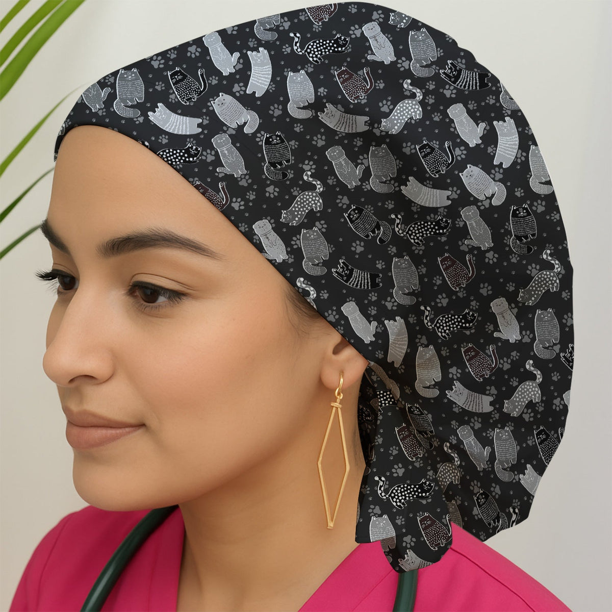 Cat Paw Print Scrub Cap