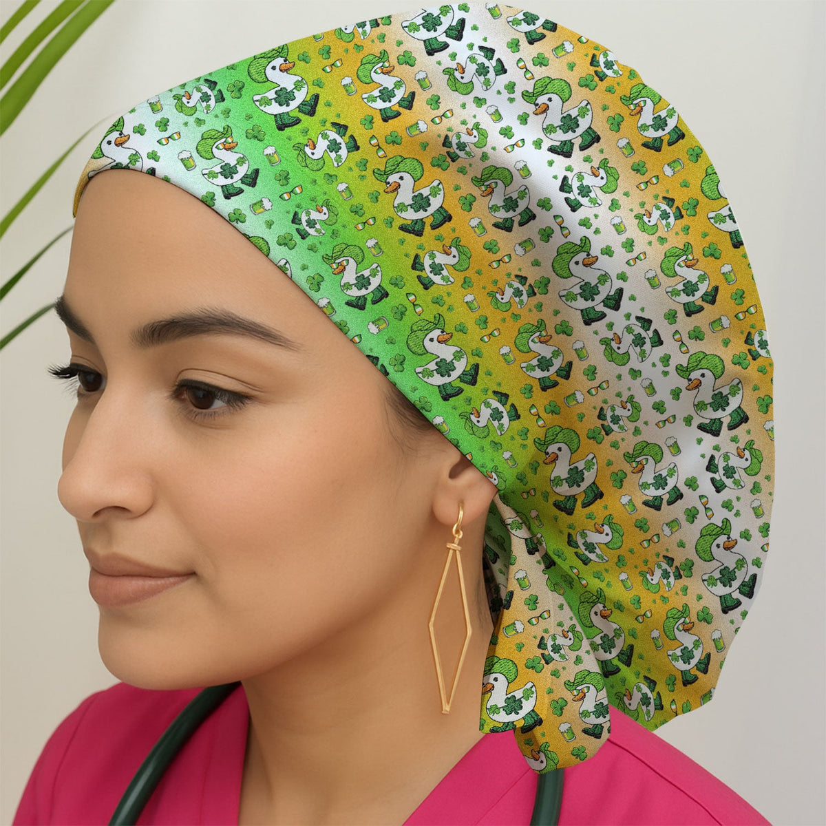 St Patrick Goose Shamrock Scrub Cap