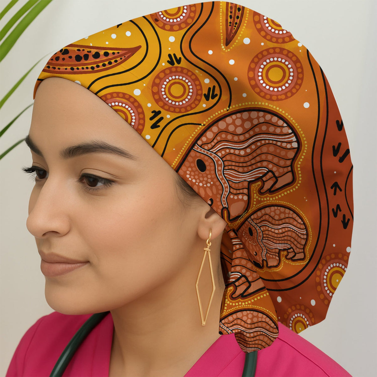Australian Aboriginal Wombat Family Scrub Cap