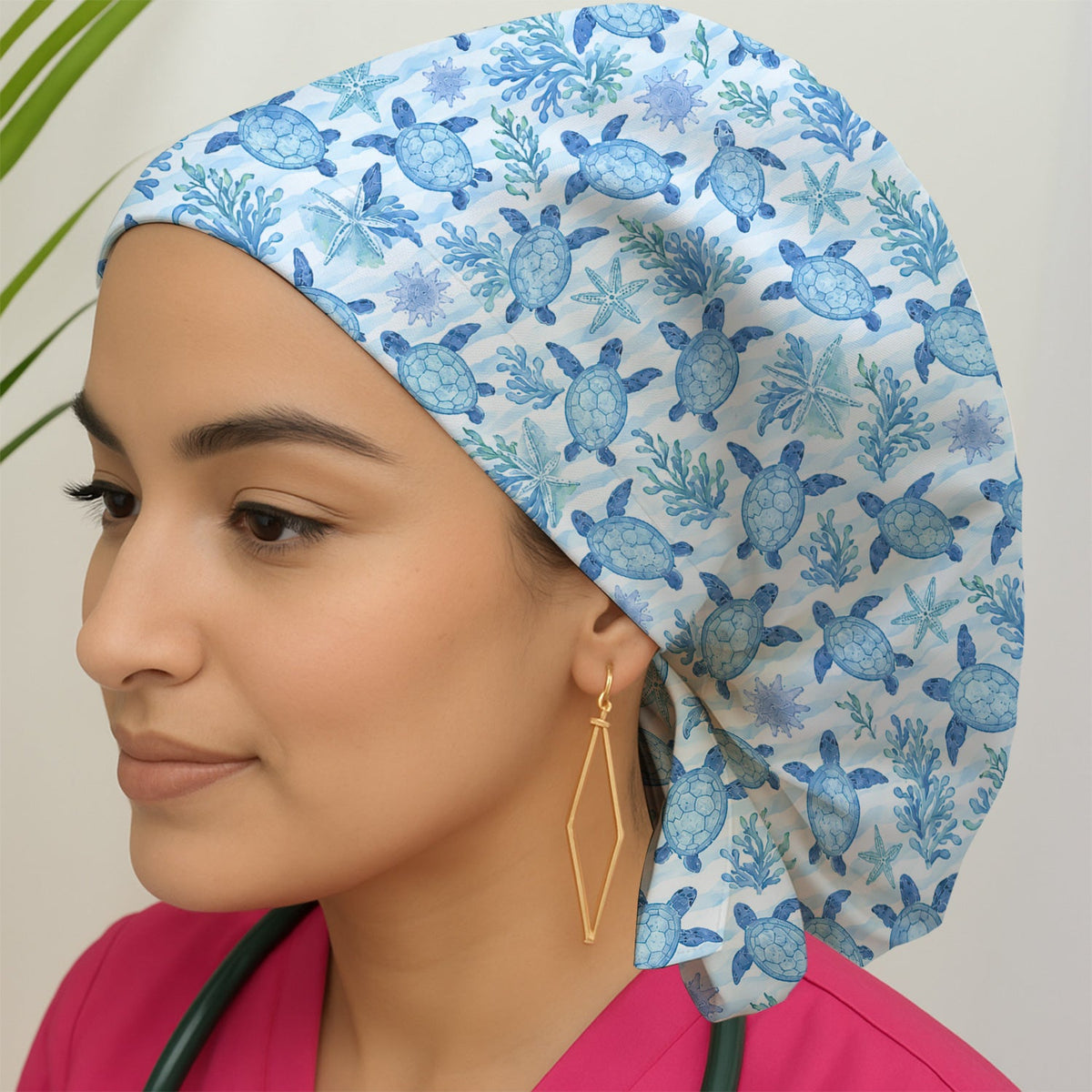 Coastal Sea Turtle Coral Scrub Cap