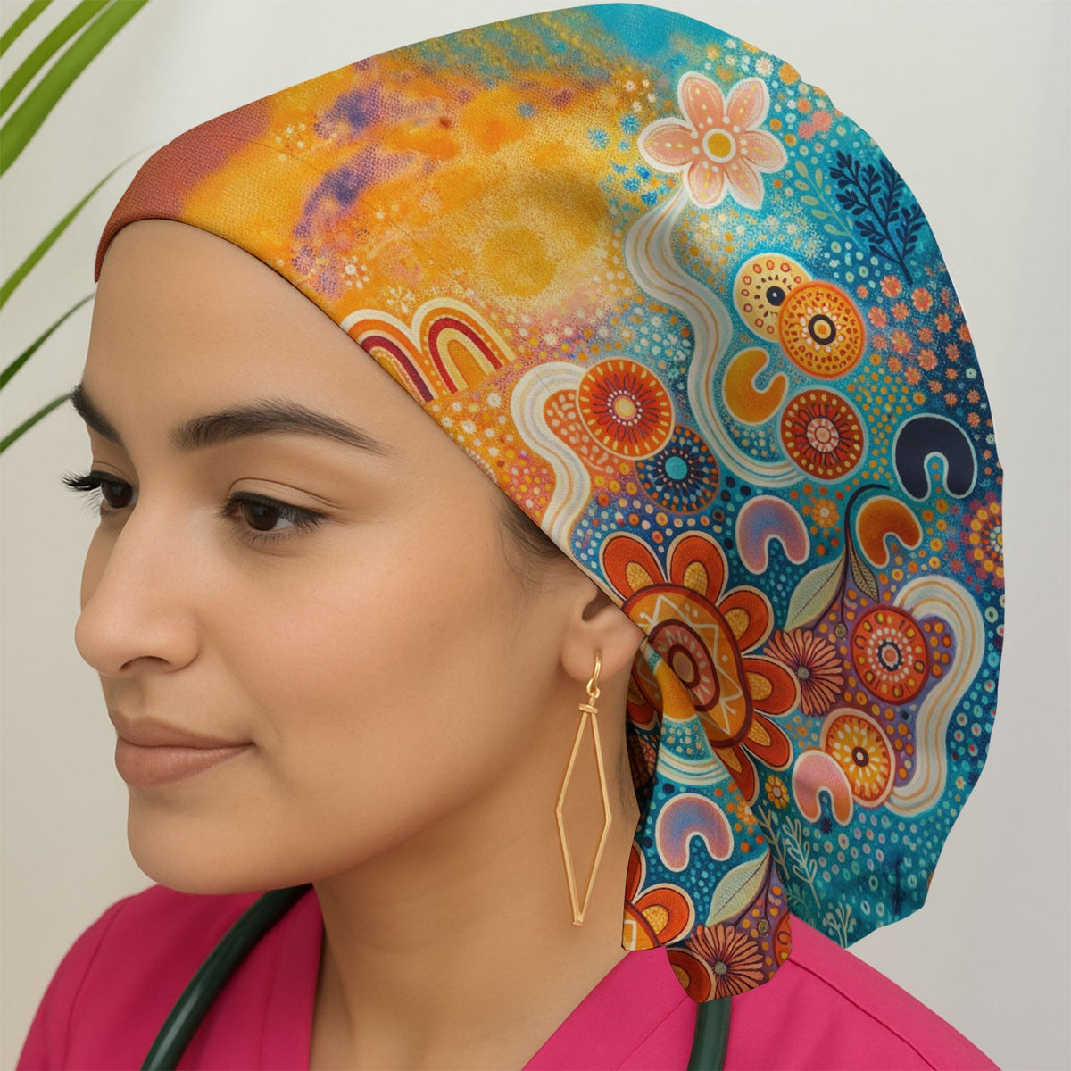 Australian Dot Art Boho Scrub Cap