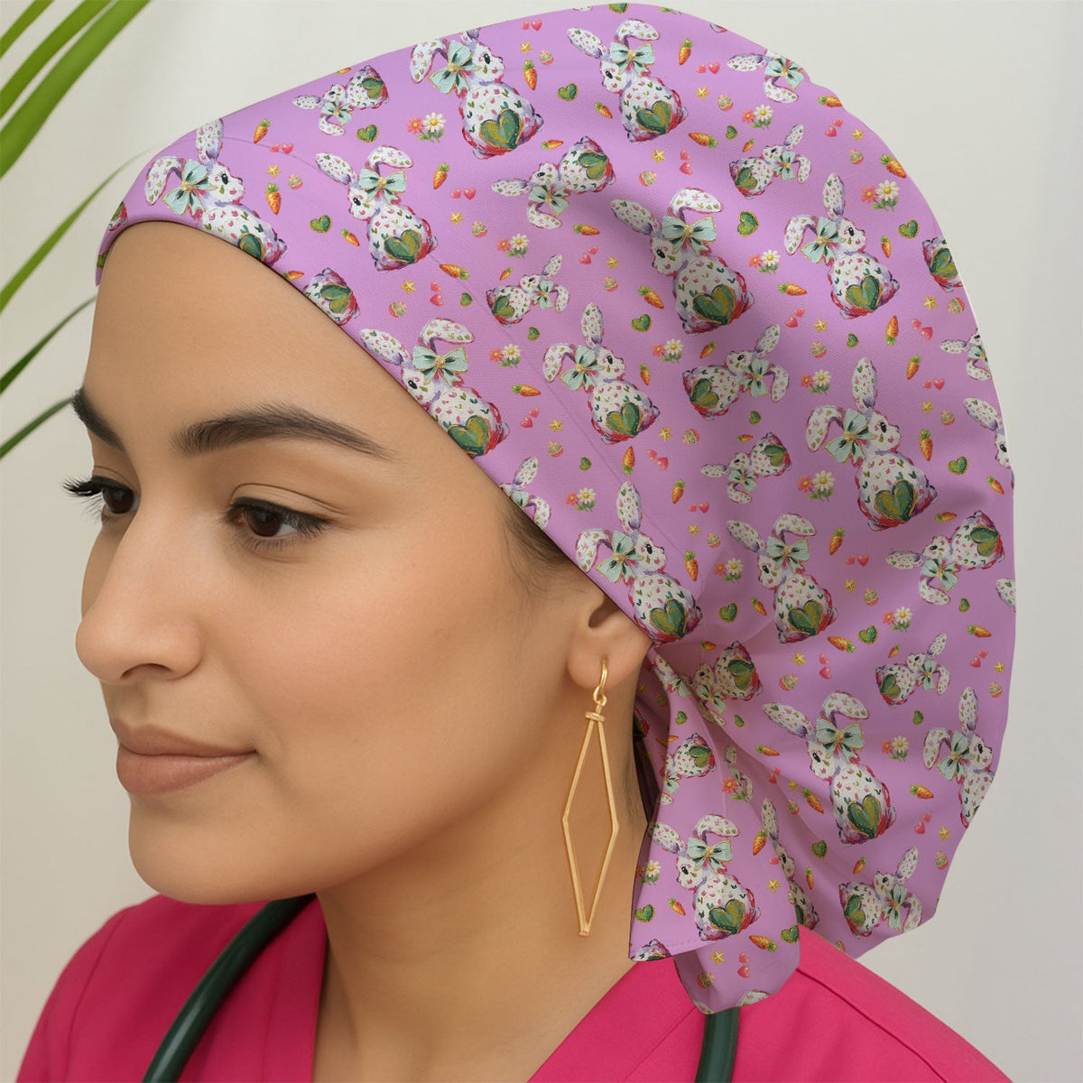Pastel Bunny Easter Scrub Cap