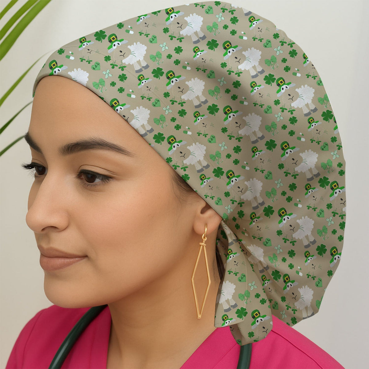 Sheep Shamrock Nurse Scrub Cap - St Patricks Day Gift