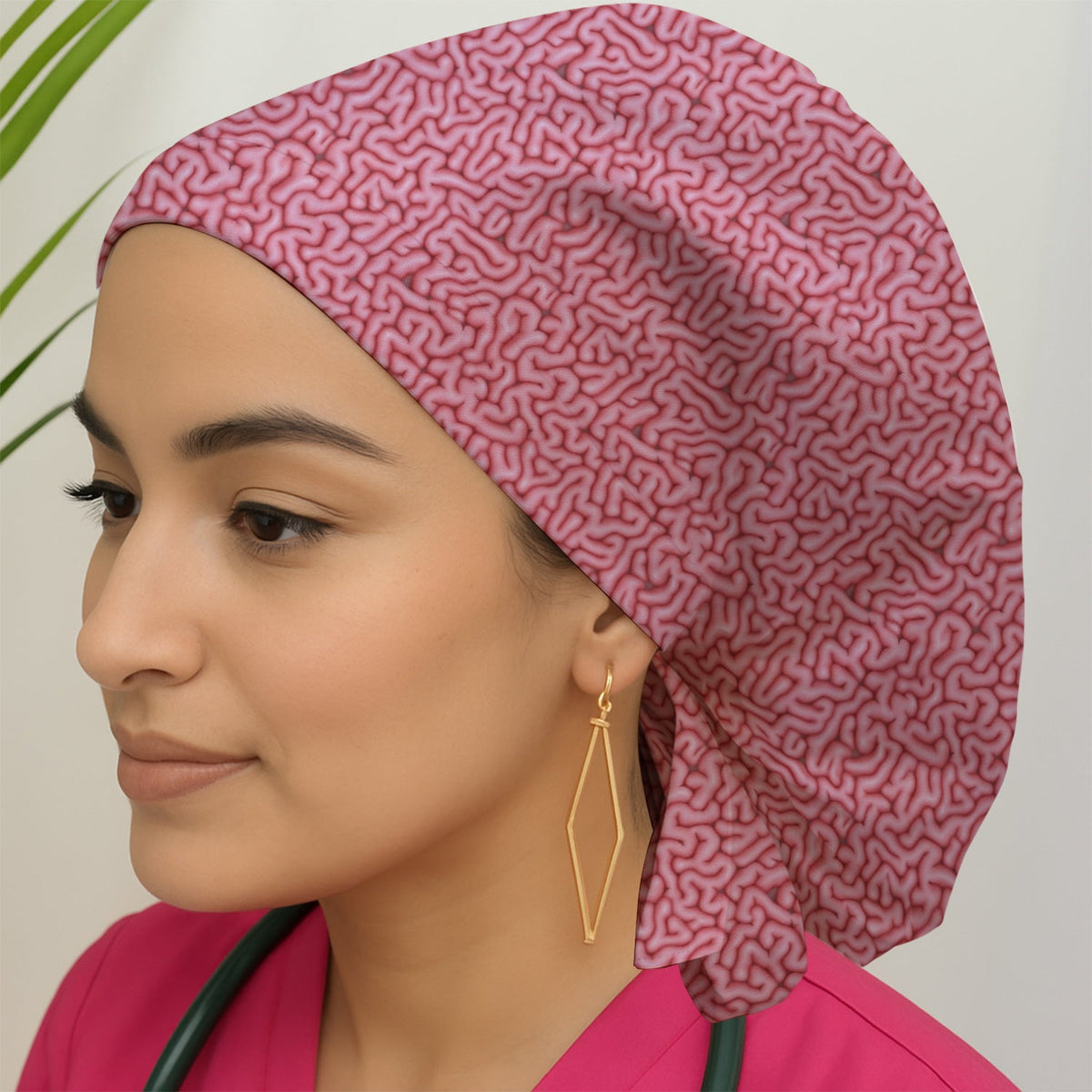 Pink Brain Anatomy Nurse Scrub Cap
