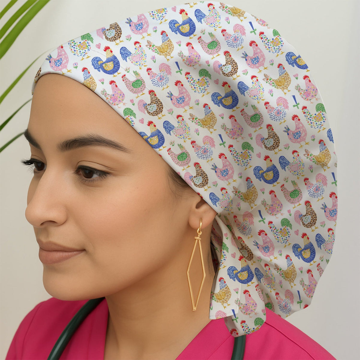 Colorful Chicken Farm Scrub Cap