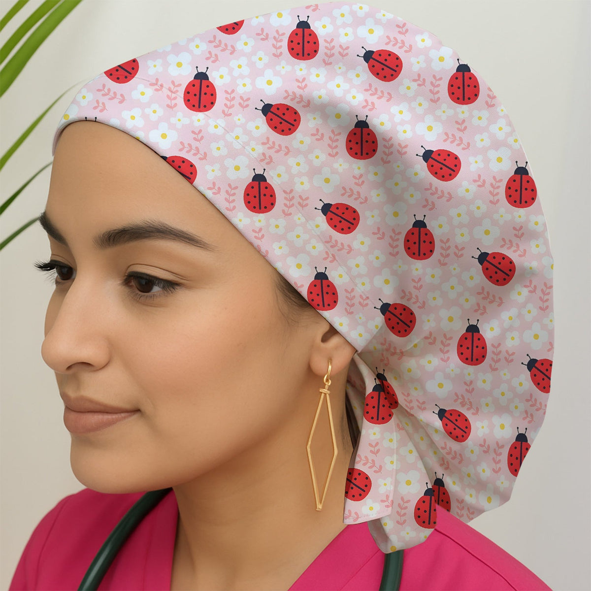 Ladybug Blossom Scrub Cap