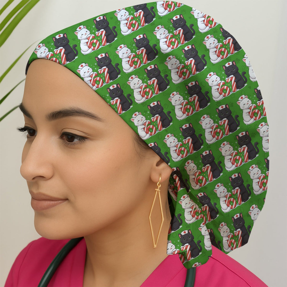 Xmas Cat Nurse Six Seven Scrub Cap