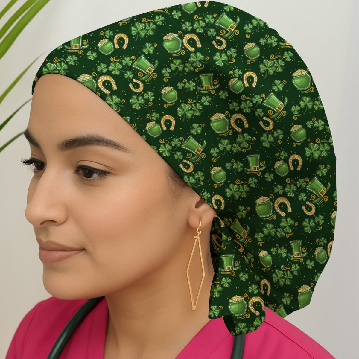 St Patrick Shamrock Scrub Cap