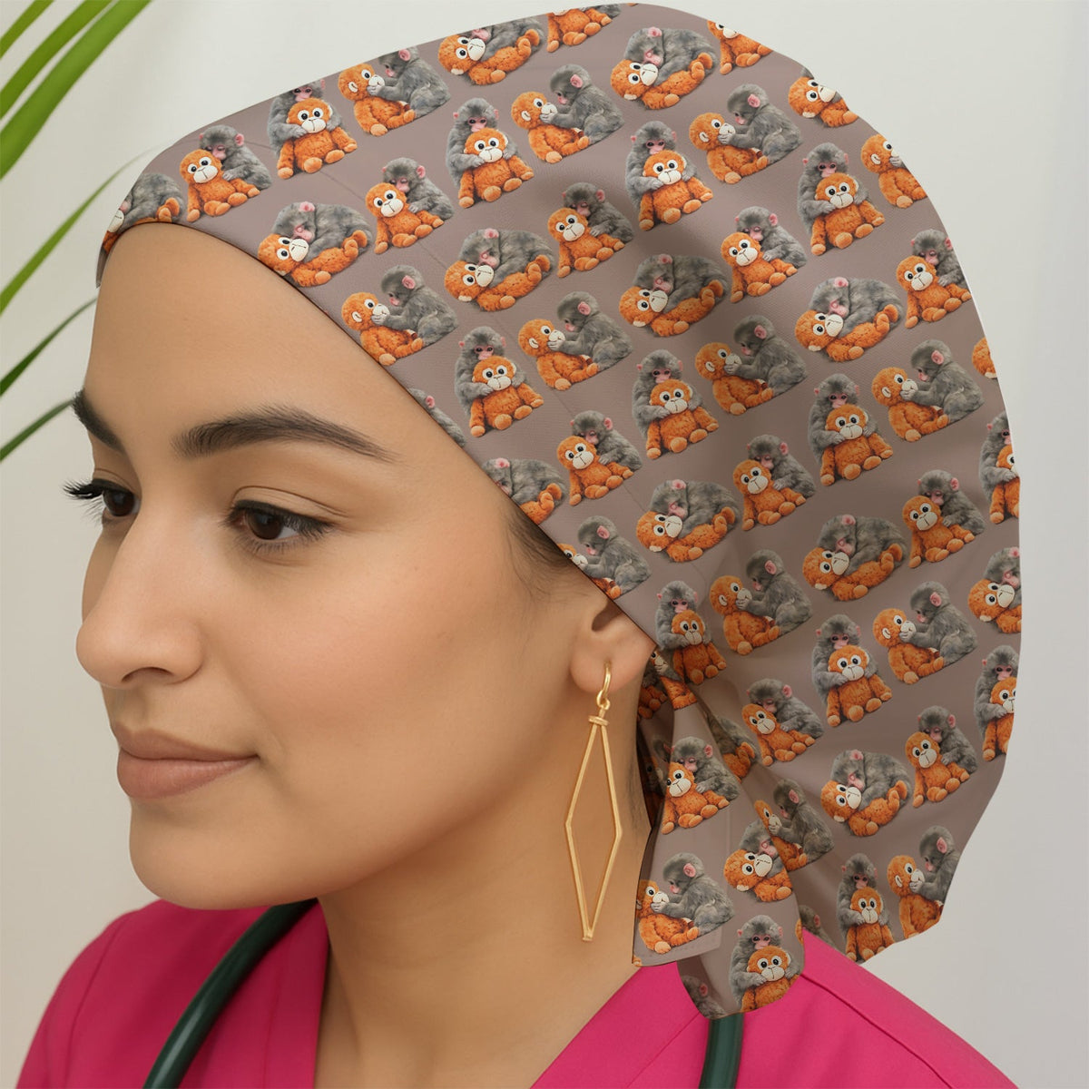 Cute Baby Monkey Plush Toy Scrub Cap