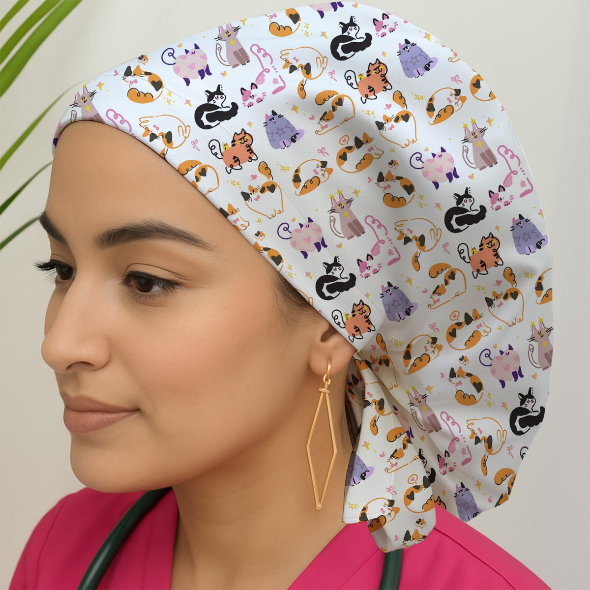 Cute Cats Pattern Scrub Cap