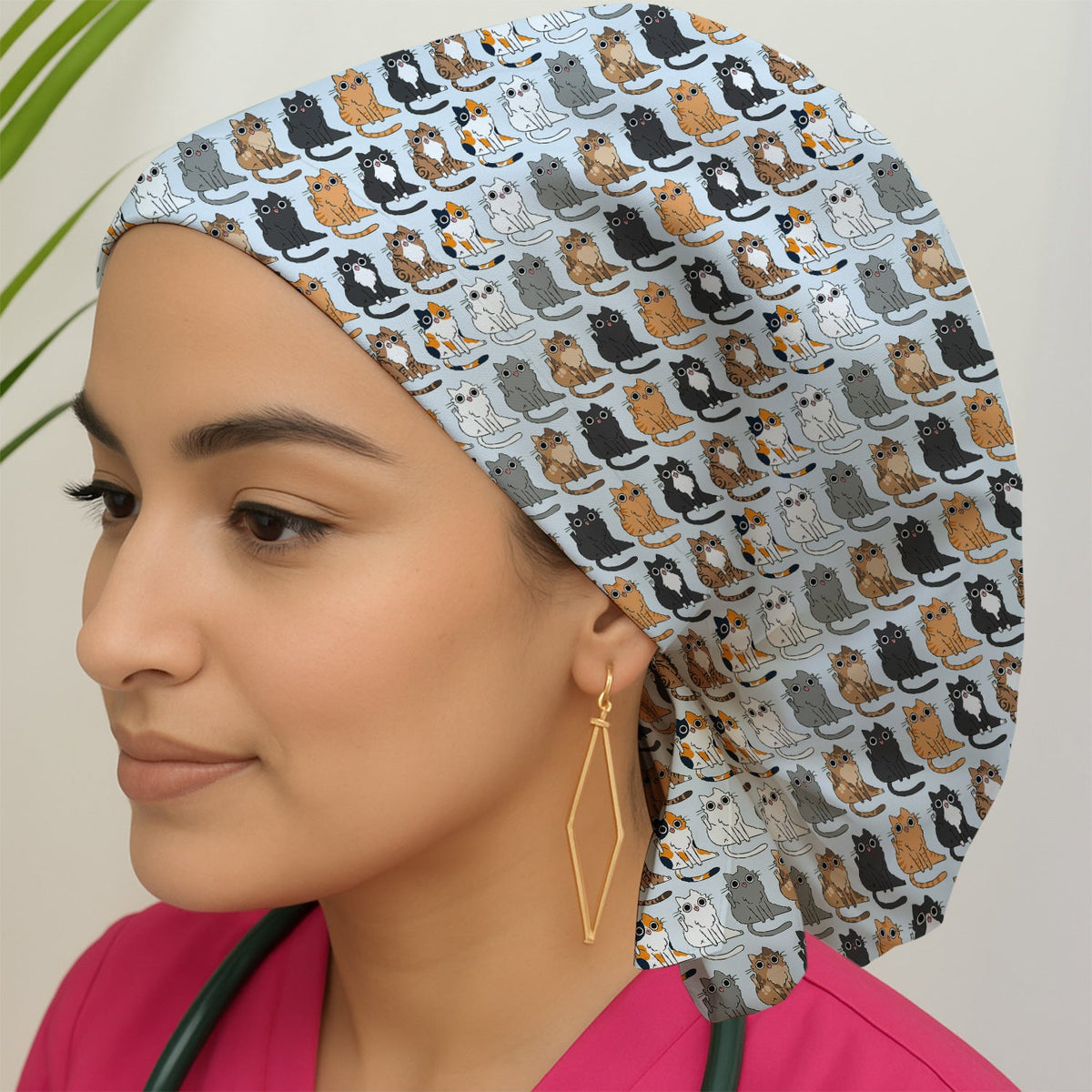 Cat Pattern Scrub Cap