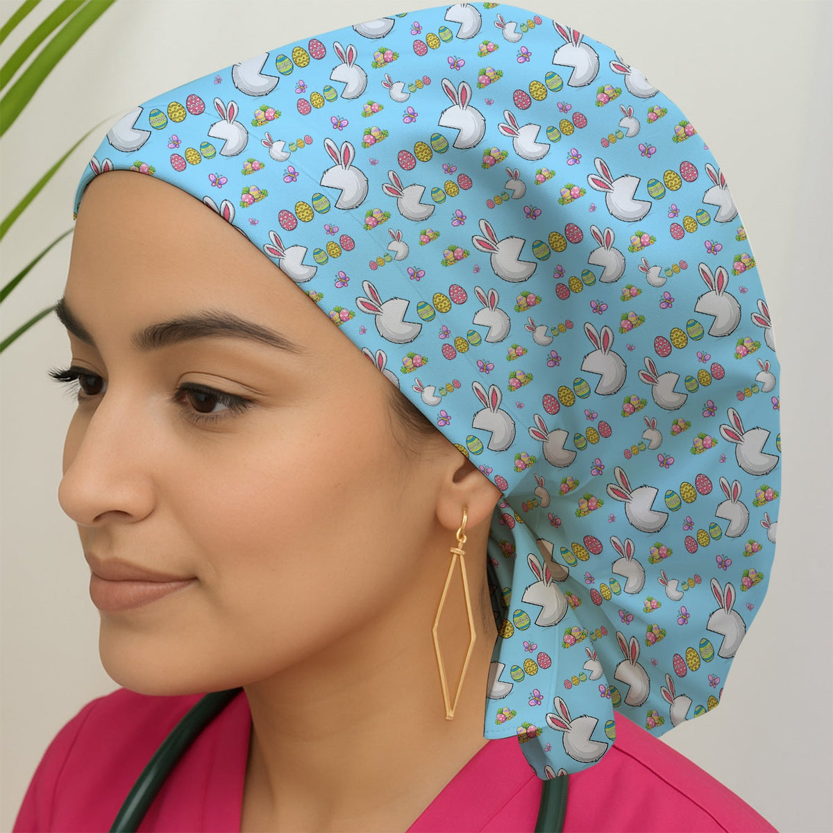 Bunny Colorful Eggs Scrub Cap - Easter Gift For Nurse