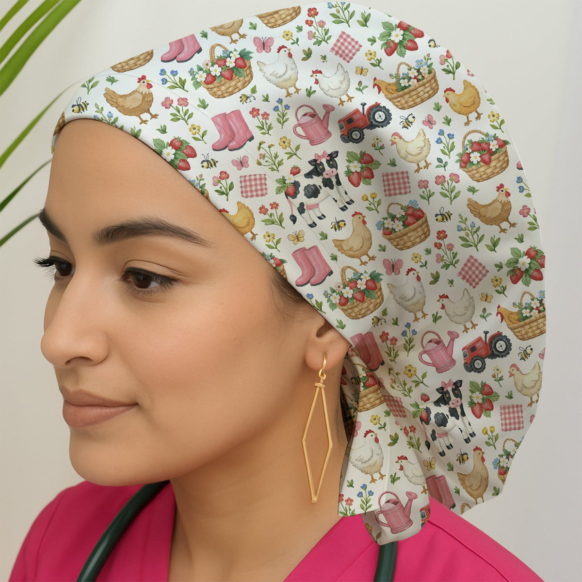 Whimsical Farm Animals Garden Scrub Cap
