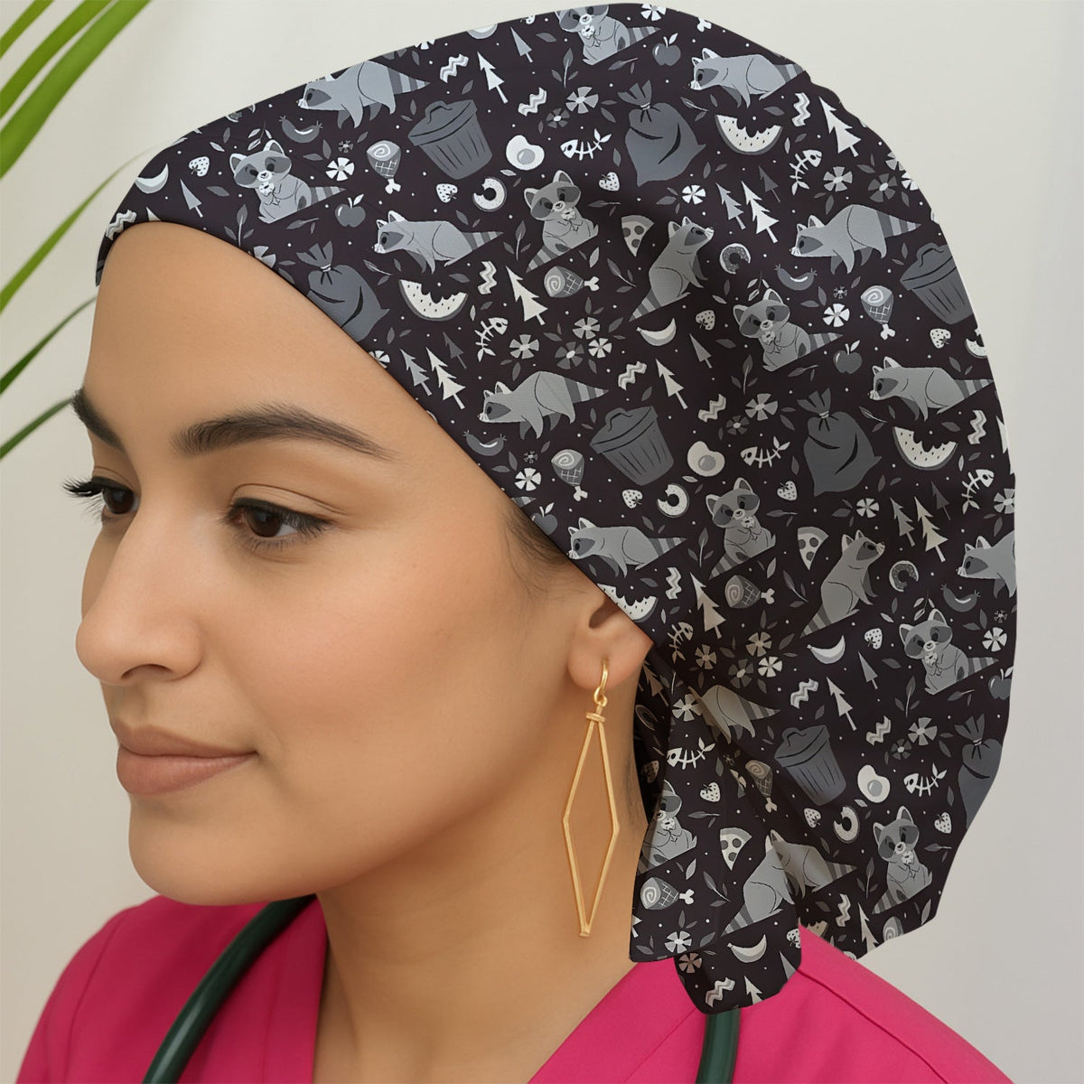Raccoon Forest Food Scrub Cap