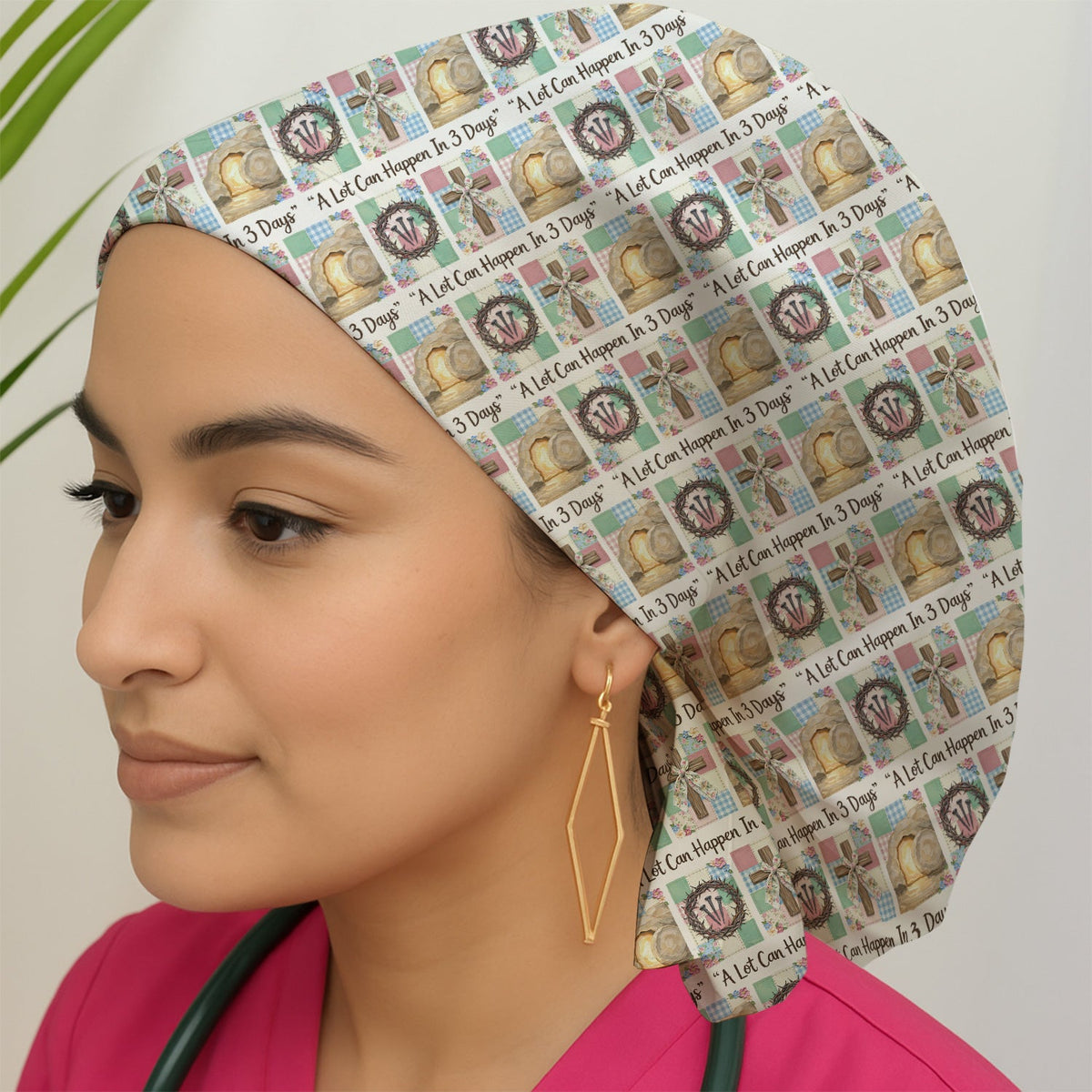 Christian Easter Cross Scrub Cap