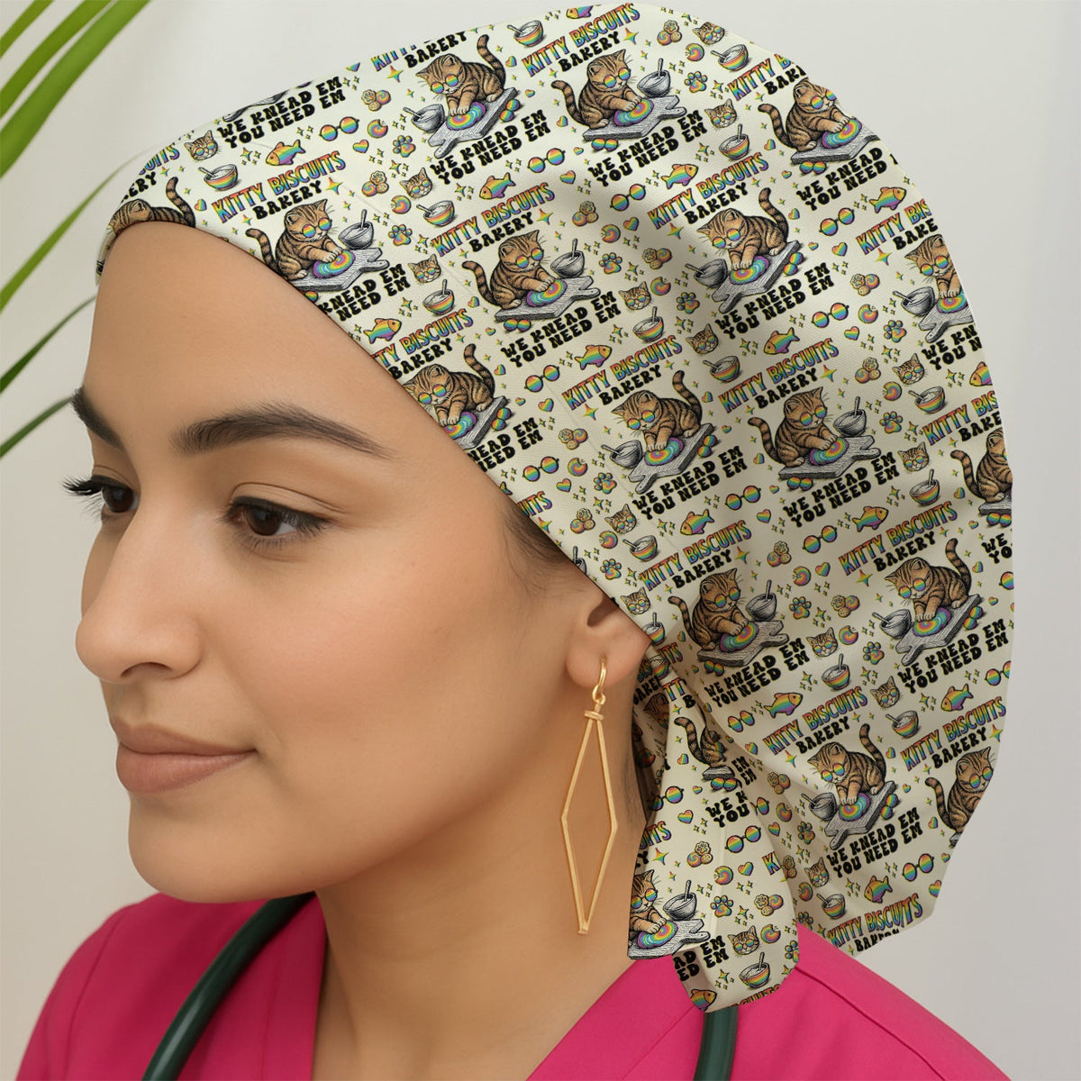 Pride Nurse Cat Baking Scrub Cap