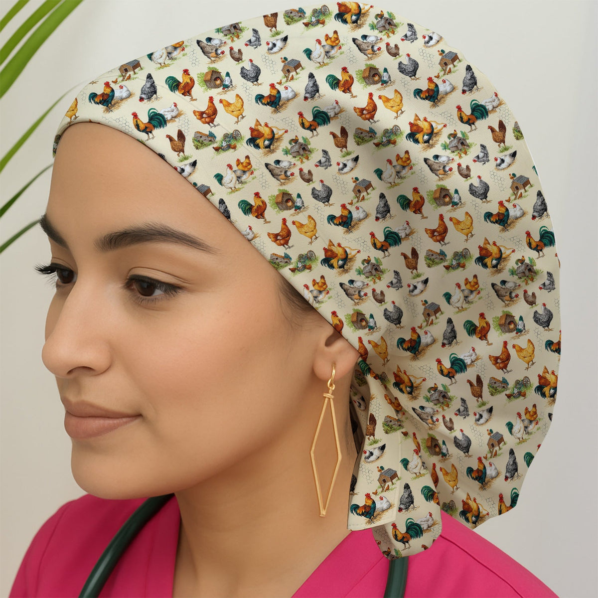 Farm Chicken Rooster Coop Scrub Cap