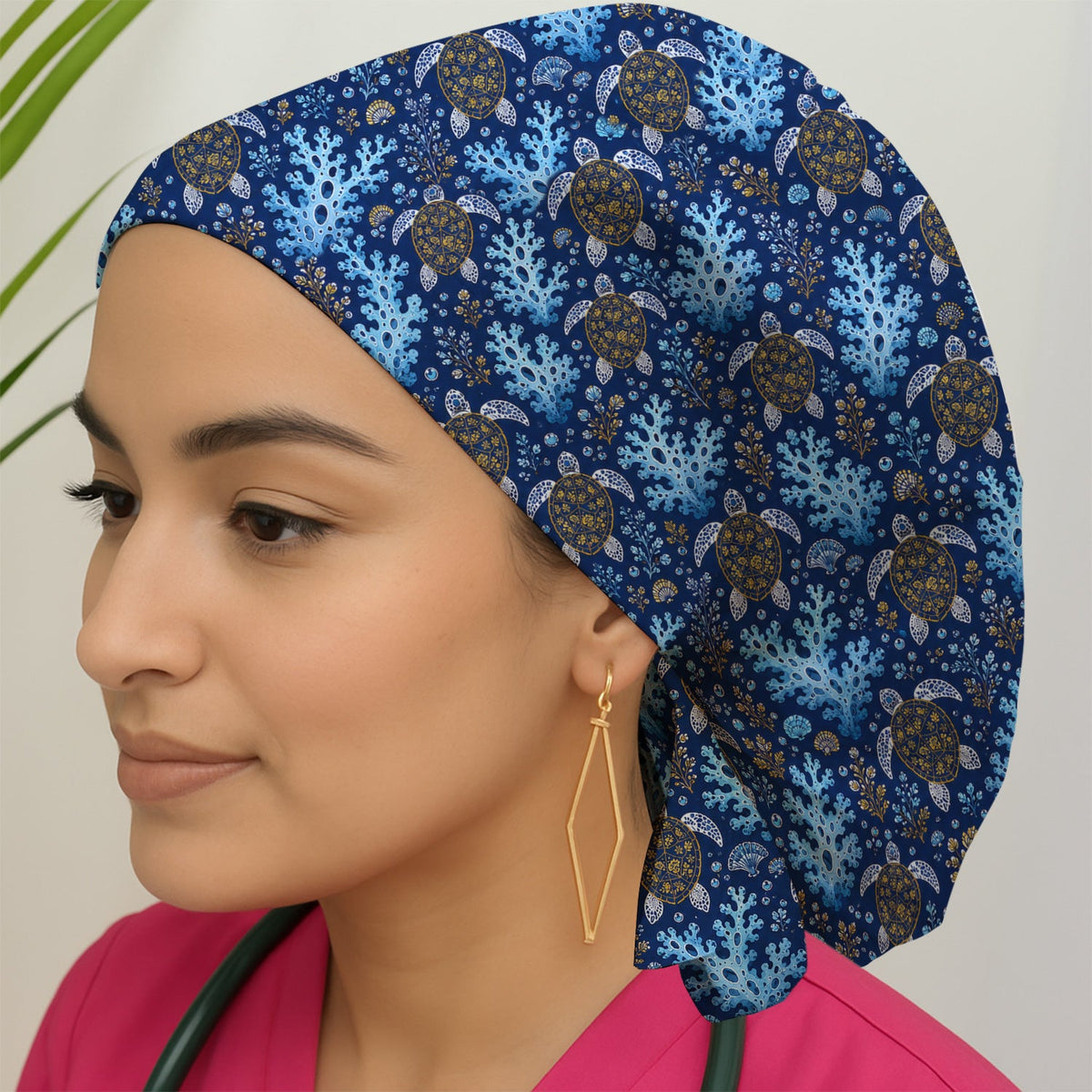 Ocean Turtle Coral Nurse Scrub Cap
